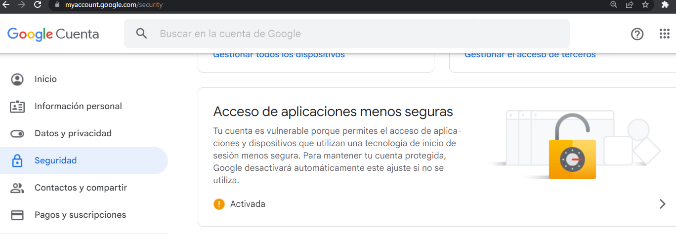 Configuración de Google